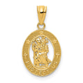 14k Polished Solid Cut-out Saint Christopher Medal Oval Pendant, 21.5 x 12 mm