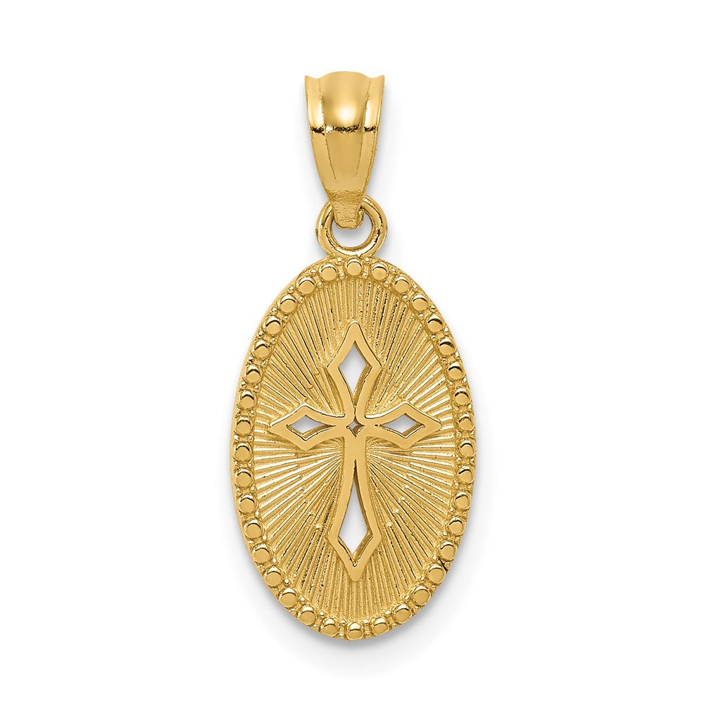 14k Polished Small Cross Medal Pendant, 20.5 x 9 mm