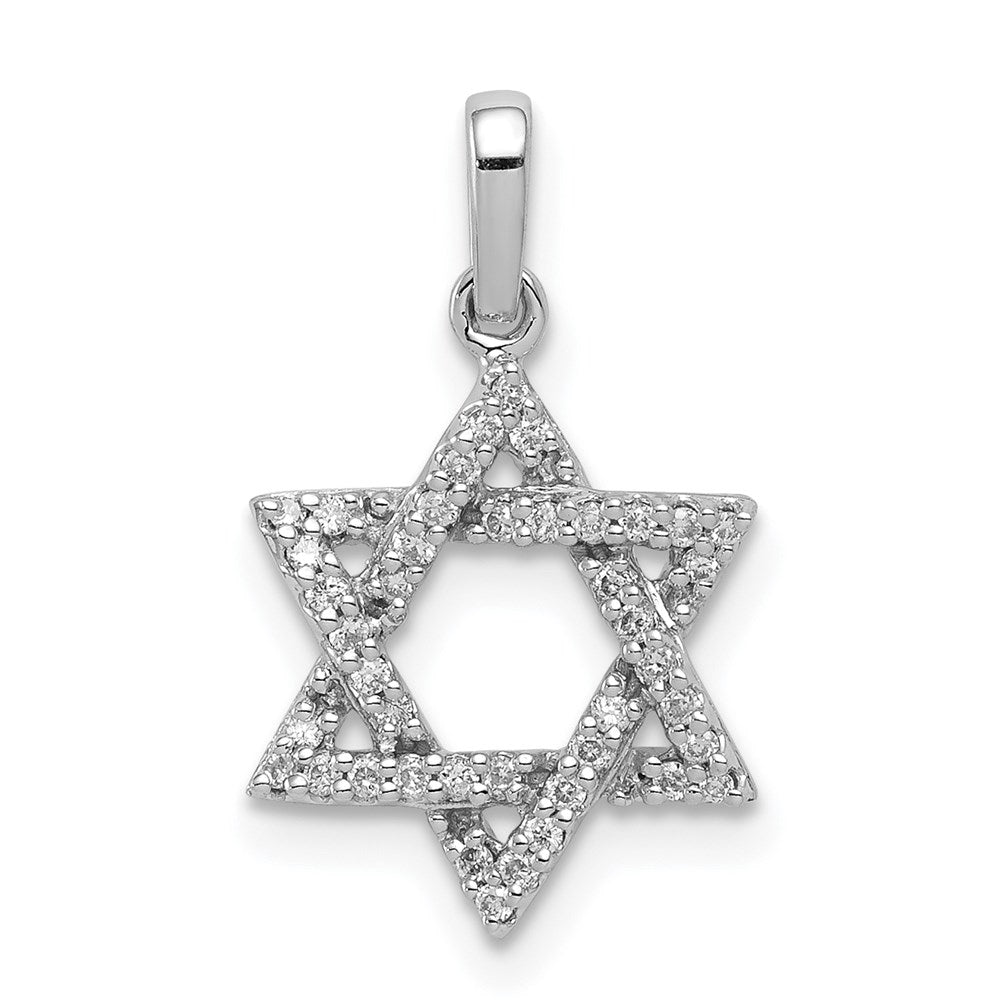 14k White Gold 1/8 carat Diamond Star of David Pendant, 0.129 ct, 18.5 mm