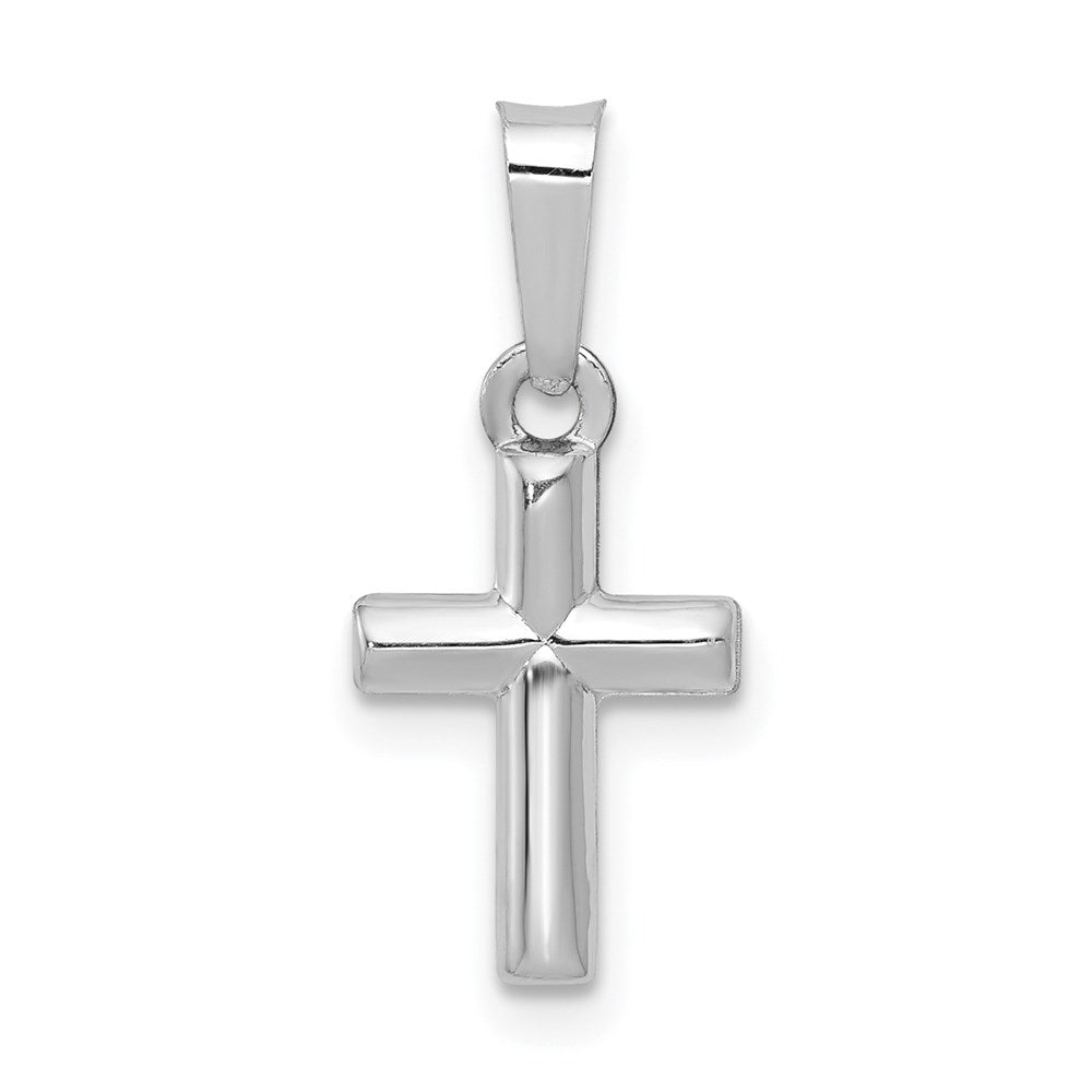 14k White Gold Polished Cross Pendant, 13.6 x 8.13 mm