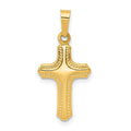14k Polished and Textured Cross Pendant, 22.85 x 11.2 mm