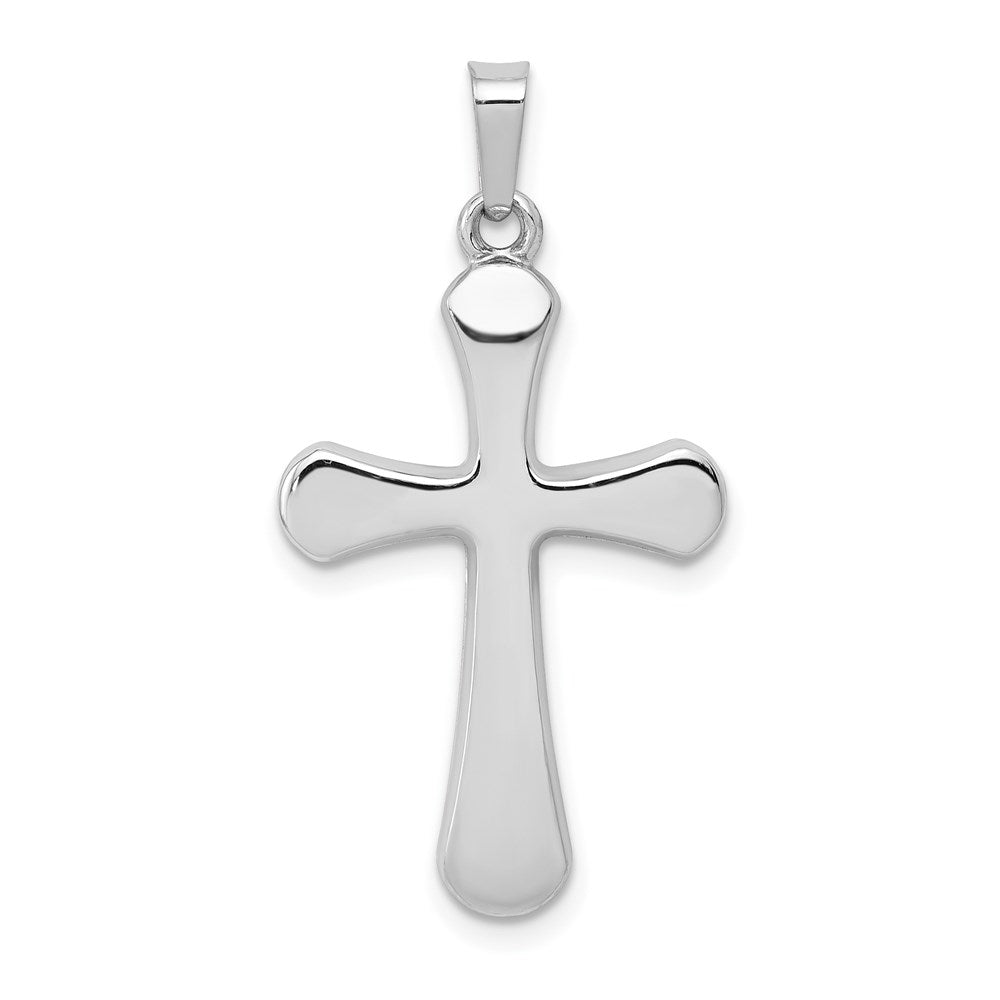 14k White Gold Polished Rounded Cross Pendant, 31.23 x 16.61 mm