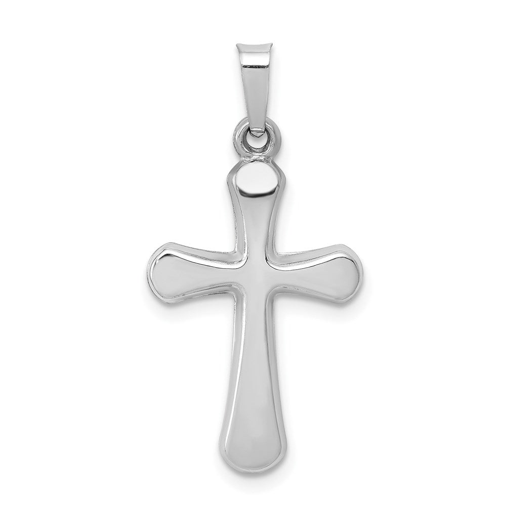 14k White Gold Polished Rounded Cross Pendant, 26.6 x 13.7 mm