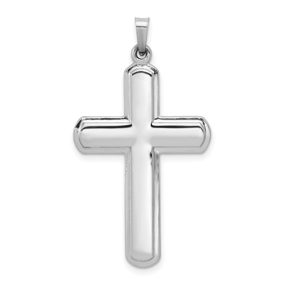 14k White Gold Polished Latin Cross Pendant, 38.46 x 21.65 mm