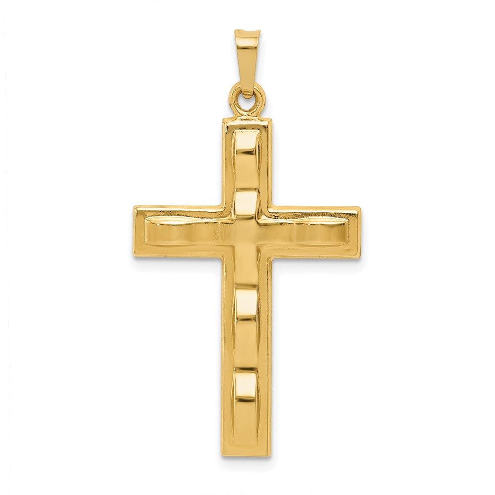 14k Polished Cross Pendant, 35.8 x 20.2 mm