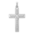14k White Gold Polished and Satin with Dots Cross Pendant, 36.5 x 20.3 mm