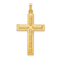 14k Polished and Satin with Dots Cross Pendant, 36.07 x 20.17 mm