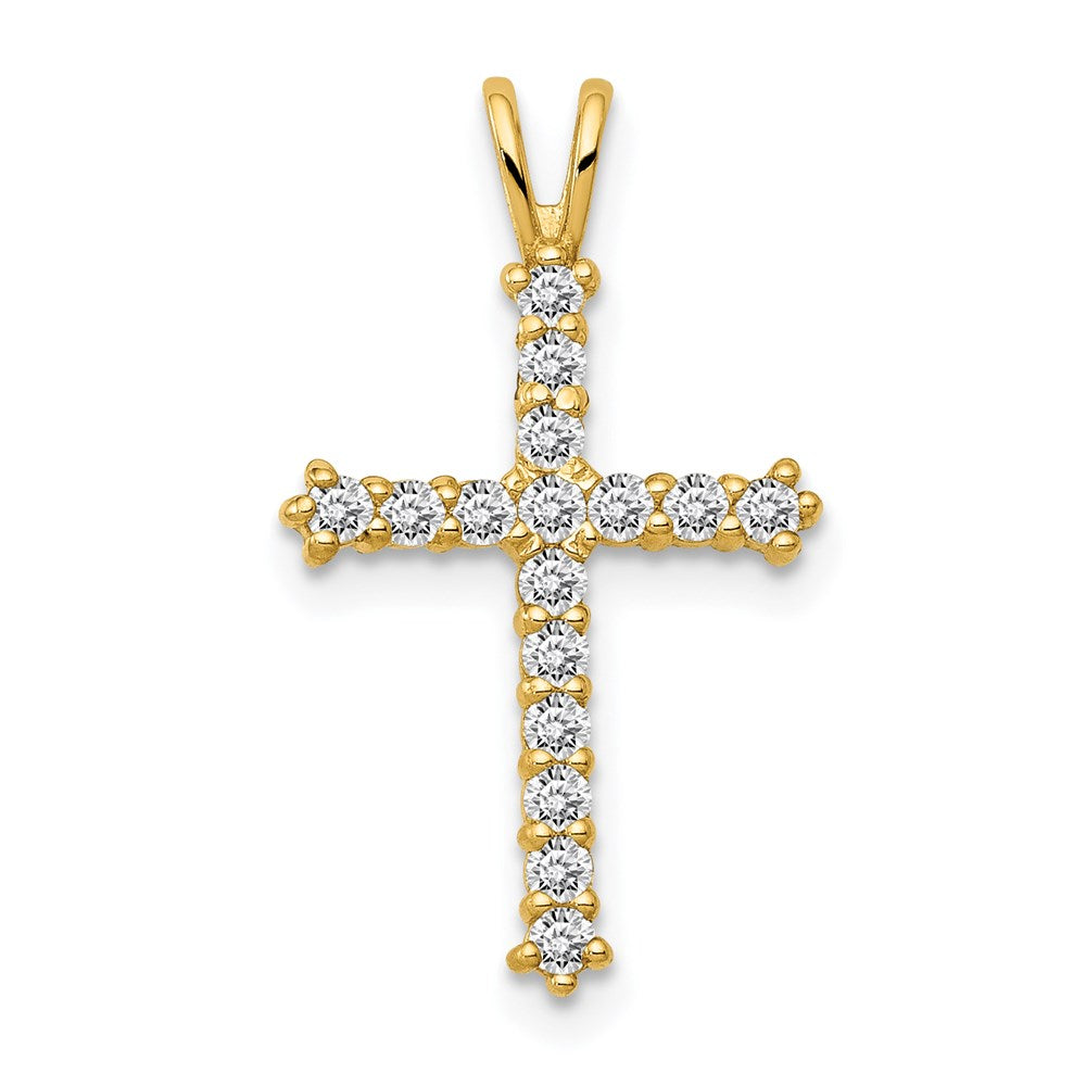 14k Polished CZ Cross Chain Slide, 20.87 x 4.1 mm
