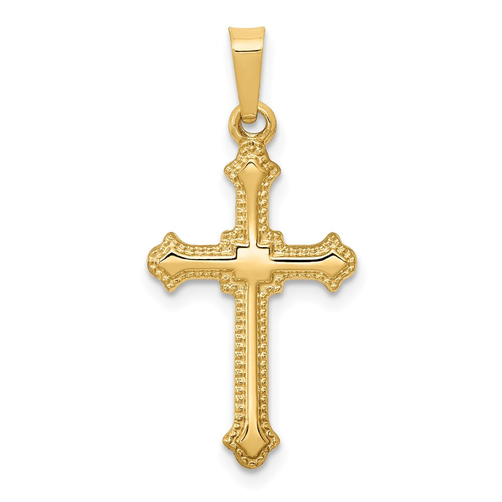 14k Polished Fleur de Lis Cross Pendant, 27.38 x 13.2 mm