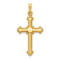 14k Polished Fleur de Lis Cross Pendant, 32.67 x 16.5 mm