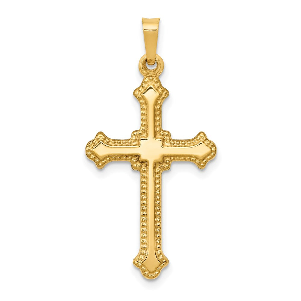 14k Polished Fleur de Lis Cross Pendant, 32.67 x 16.5 mm