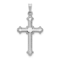 14k White Gold Polished Fleur de Lis Cross Pendant, 32.67 x 16.5 mm