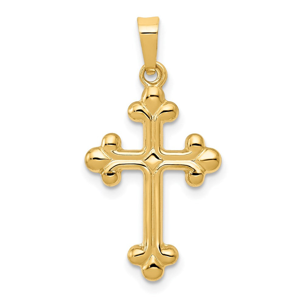 14k Polished Budded Cross Pendant, 20.61 x 14.15 mm