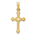 14k Polished Small Fleur de Lis Cross Pendant, 23.85 x 10.93 mm
