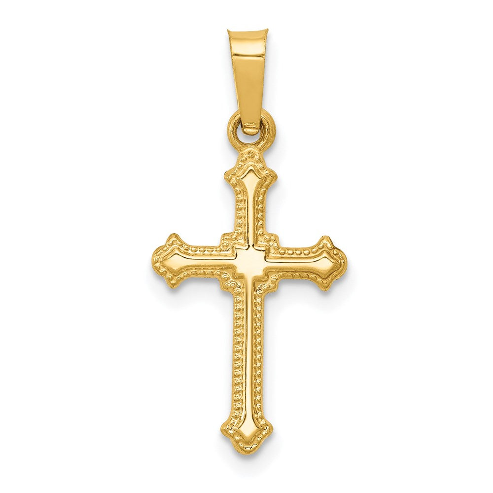 14k Polished Small Fleur de Lis Cross Pendant, 23.85 x 10.93 mm
