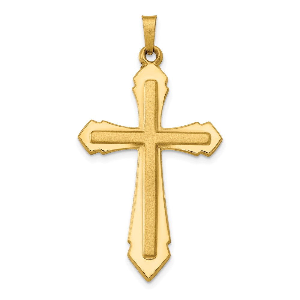 14k Polished and Satin Passion Cross Pendant, 40.23 x 21.64 mm