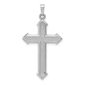 14k White Gold Polished and Textured Cross Pendant, 38.47 x 21.11 mm