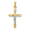 14k Two-tone Polished INRI Crucifix Pendant, 28 x 14 mm, 0.51 g