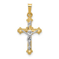 14k Two-tone Polished INRI Crucifix Pendant, 27 x 13.25 mm