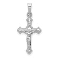 14k White Gold Polished INRI Crucifix Pendant, 27 x 13.25 mm