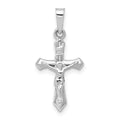 14k White Gold Polished INRI Crucifix Pendant, 24 x 11.5 mm