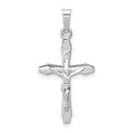 14k White Gold Polished INRI Crucifix Pendant, 27 x 13.9 mm