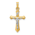 14k Two-tone Polished INRI Crucifix Pendant, 28 x 14 mm, 0.56 g