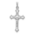 14k White Gold Polished INRI Crucifix Pendant, 31 x 17 mm