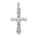 14k White Gold Polished INRI Crucifix Pendant, 27 x 14.35 mm