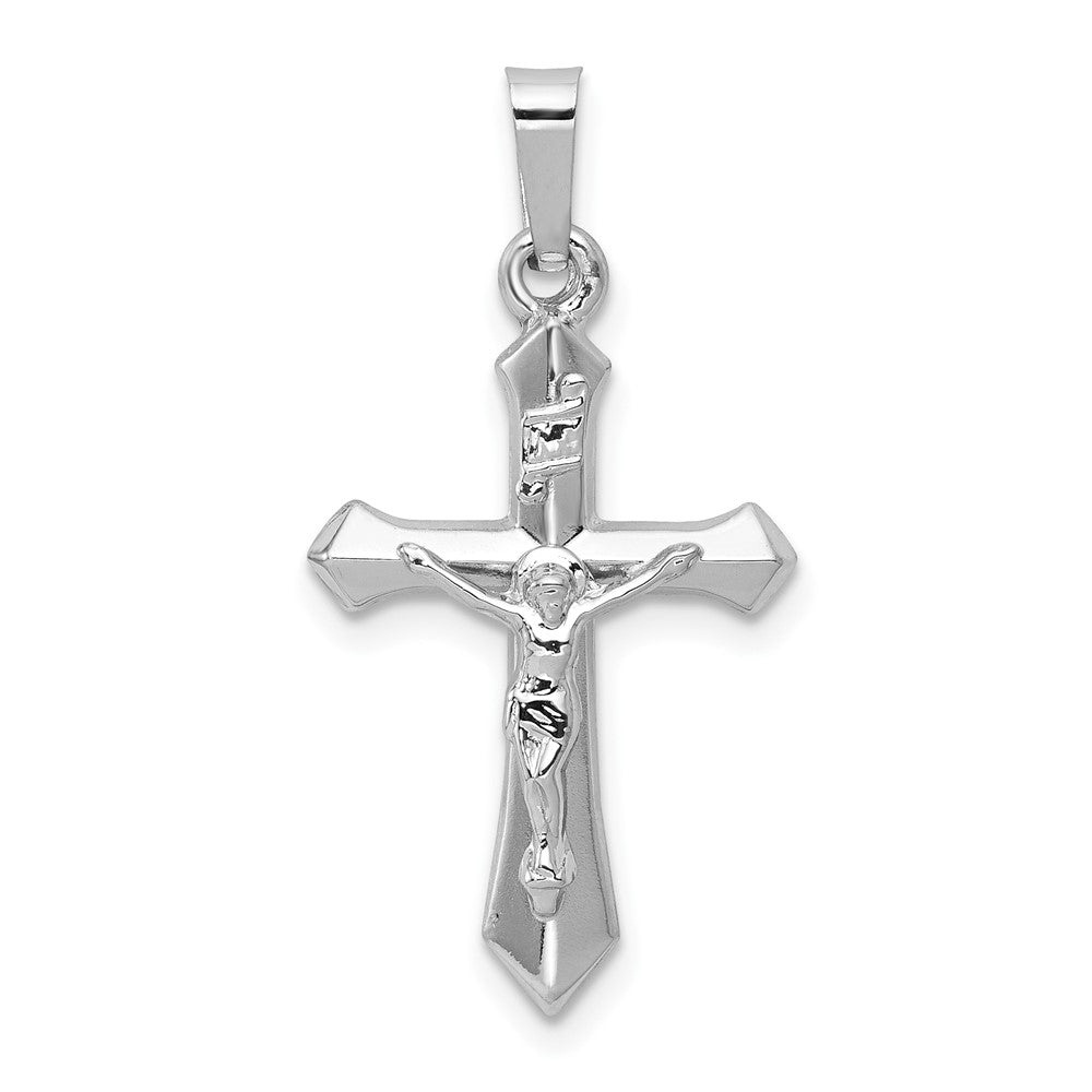 14k White Gold Polished INRI Crucifix Pendant, 27 x 14.35 mm