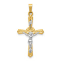 14K Two-tone Polished Inri Crucifix Pendant, 32 x 17 mm, 0.67 g