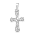 14k White Gold Polished INRI Rounded Crucifix Pendant, 23 x 11 mm