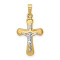 14k Two-tone Polished Rounded Crucifix Pendant, 26.25 x 14 mm