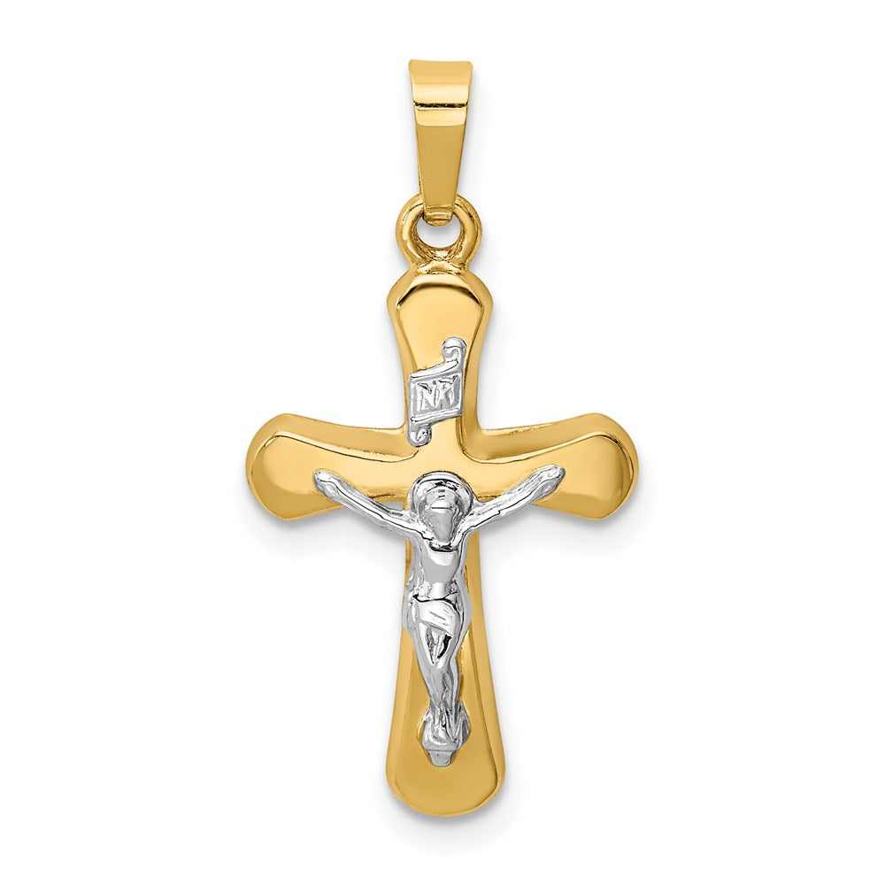 14k Two-tone Polished Rounded Crucifix Pendant, 26.25 x 14 mm