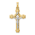 14k Two-tone Polished INRI Crucifix Pendant, 32 x 17.25 mm