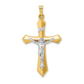 14k Two-tone Polished INRI Crucifix Pendant, 39 x 22 mm