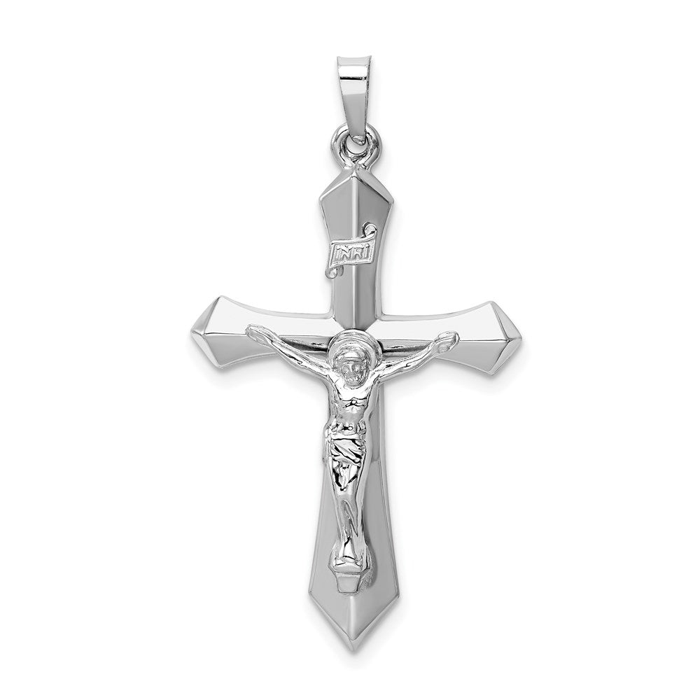 14k White Gold Polished INRI Passion Crucifix Pendant, 39 x 22 mm