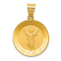 14K Polished Satin Hollow Spanish Divino Nino Round Medal Pendant, 19 x 19 mm