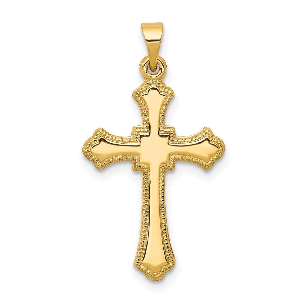 14k Budded Cross Pendant, 28 x 15 mm