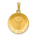14K Polished Satin Hollow Spanish Divino Nino Round Medal Pendant, 15.28 x 15.28 mm