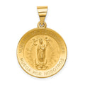 14K Polished and Satin Hollow Spanish Our Lady of Guadalupe Round Medal Pendant, 27 x 19 mm