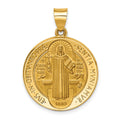 14K Polished and Satin St. Benedict Reversible Hollow Medal Pendant, 30.5 x 22 mm