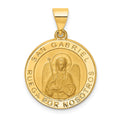 14K Polished and Satin Hollow Spanish San Gabriel Medal Round Pendant, 26.5 x 19 mm