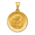14K Polished and Satin Hollow Spanish San Jose Medal Round Pendant, 27.1 x 18.7 mm