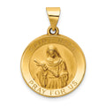 14K Polished and Satin Hollow St. Rita Medal Round Pendant, 26.2 x 18.7 mm