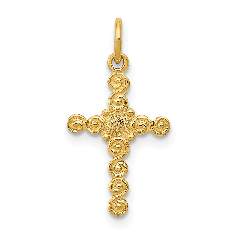 14k Small Polished Cross Charm, 19 x 10 mm