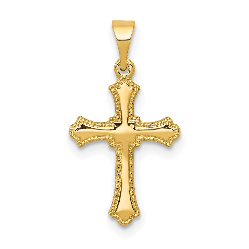 14k Budded Cross Charm, 21 x 11 mm