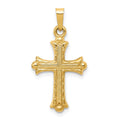 14k Hollow Fleur De Lis Cross Pendant, 28 x 15 mm