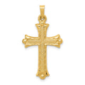 14k Hollow Fleur De Lis Cross Pendant, 34 x 19 mm