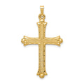 14k Hollow Fleur De Lis Cross Pendant, 42 x 24 mm